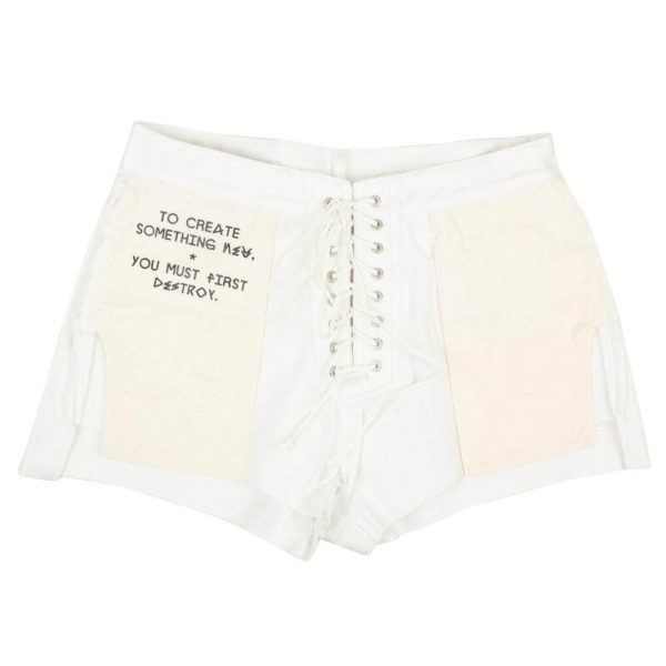 NWT UNRAVEL PROJECT White Lace Up Distressed Denim Shorts Size 28 $525 Online Sale