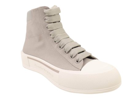 NIB ALEXANDER MCQUEEN Grey Deck Plimsoll Hi Top Sneakers Size 44 $580 Online