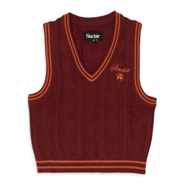 SLR-XTPS-0006 XXL DAISY_LANE_KNIT_VEST_BURGUNDY Burgundy SINCLAIR Daisy Lane Knit Vest Size XXL For Discount