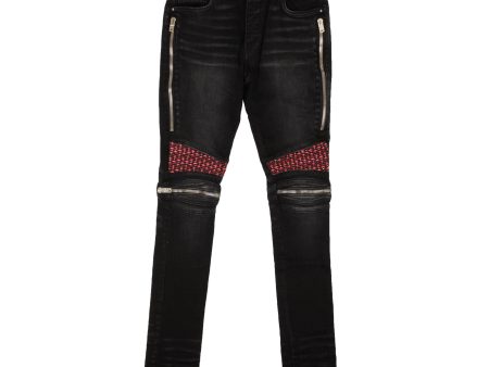 95-AMR-1098 34 AMIRI_BLACK_PINK_PJ_MX2 Black Amiri Amiri Black Pink Velvet PJ MX2 Jeans Size 34 on Sale