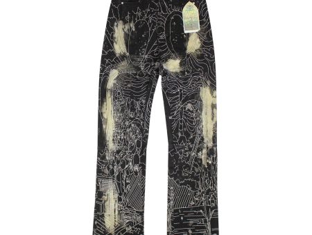 NWT Who Decides War WDW Black Blanched Embroidered Jeans Size 24 $650 Discount