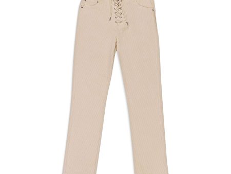 95-CPN-1082 10 F19AAQP13007_OFF_WHITE OFF WHITE CALLIPYGIAN STRETCHÂ CORDUROY LACE UP JEAN Size 10 For Cheap