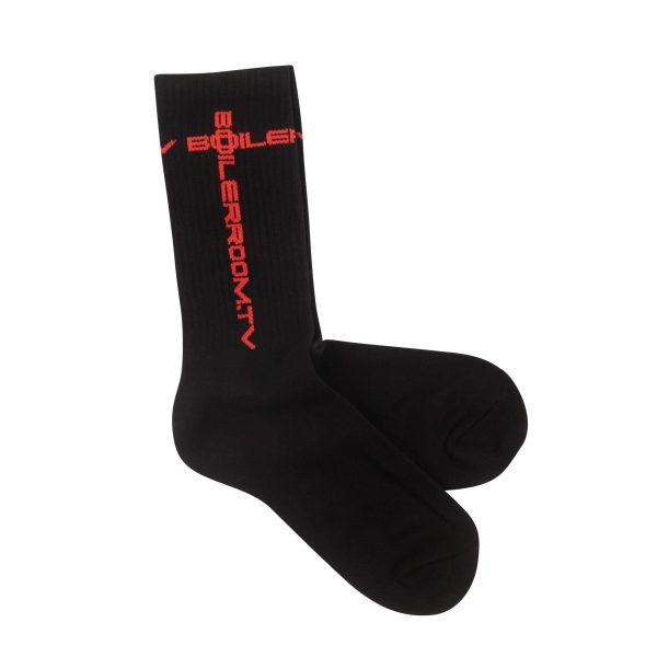 NWT BOILER ROOM Black & Red SK1 Holy Boiler Logo Socks Size OS $30 Hot on Sale