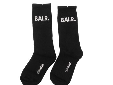 NIB BALR. Black 2 Pack Ribbed Logo Socks Size 38 $40 Discount