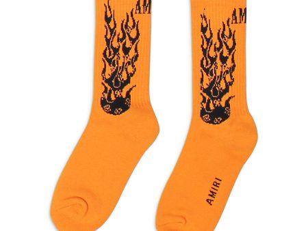 NWT Amiri FLAMES SOCK Orange Socks Size 45-46 $120 on Sale