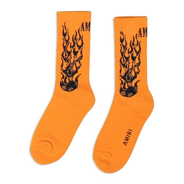 NWT Amiri FLAMES SOCK Orange Socks Size 45-46 $120 on Sale