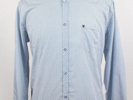 NWT Aglini Men s Blue Paisley Dots On White 100% Cotton Dress Shirt Size 46 18.5 Discount