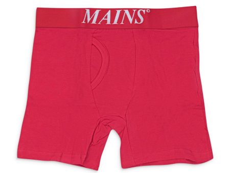 MNS-XACC-0002 L BO01RED_REDWHITELOGO Red Mains Logo Boxers Size L Sale