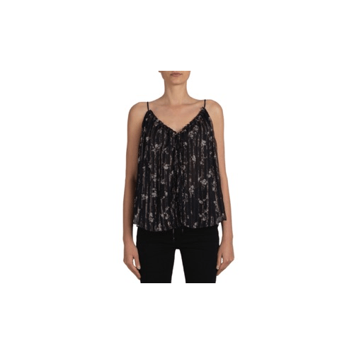 AMR-XTPS-0243 40 Y0W10296CH_BLK Black Amiri Floral Print Chiffon Tank Top Size 40 Online Hot Sale