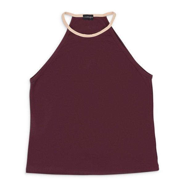 NWT CALLIPYGIAN BURGUNDY PEACH CALLIPYGIAN HALTER TANK SIZE XS $65 Cheap