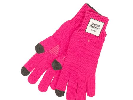 NWT OPENING CEREMONY Pink OC Logo Knit Gloves Size OS For Sale